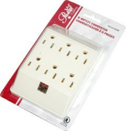 Picture of Outlet Power Wall Tap 6 White - No: P010760W