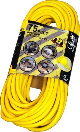 Picture of Power Extension Cord O/D 12/3 75Ft Ylw - No: P010826-75