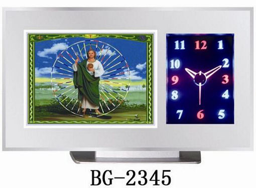 Picture of Clock Table W/Light Pict St John - No: BG-2345