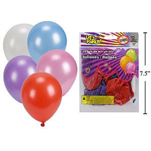 Picture of Baloons 12in 12Pcs Metalic - No 60326