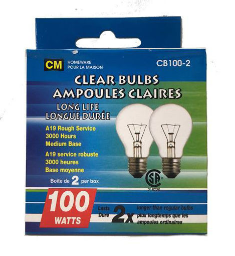 Picture of Bulbs Clear 100W 2Pk - No CB100-2CL