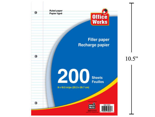 Picture of 200-Sheet 8inX10.5in Filler Paper - No 30034