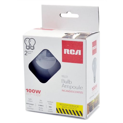 Picture of Bulb Rca Rough Soft White 100W 2Pk - No RB229