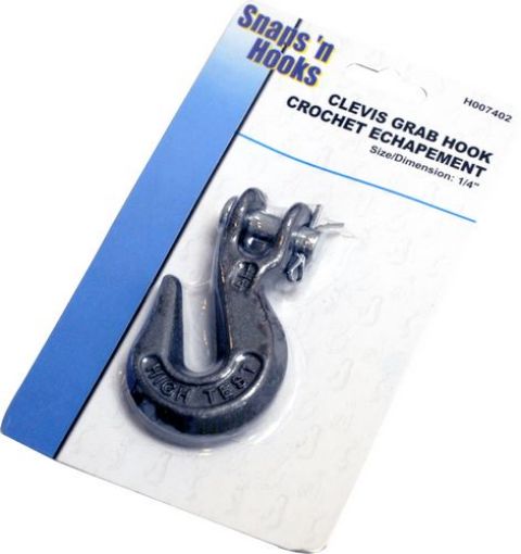 Picture of Hook Clevis Grab 1-4in Blk Card - SKU: H007402