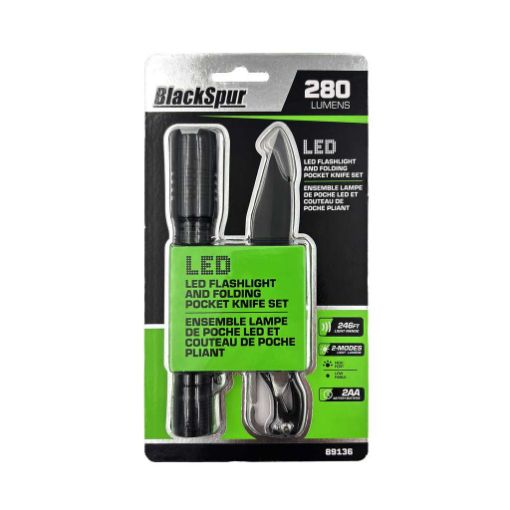 Picture of 2 Pc Led Flashlight, Pocket Knife - SKU: 89136