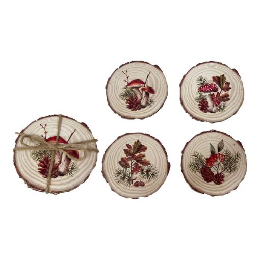 Picture of 4Pk Plywood Slice Coasters, 4.5in - SKU: 33030