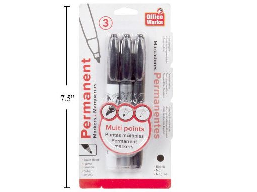 Picture of 3-Pc Permanent Markers 3 Asst. Tips - SKU: 20473